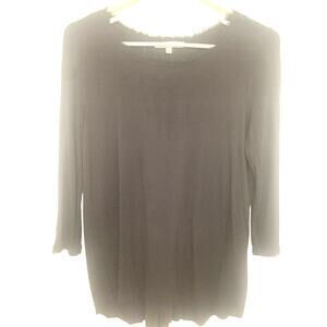 Rose and Olive Top M Black Sheer Pleated Dressy Classic Flowy Dark Romantic